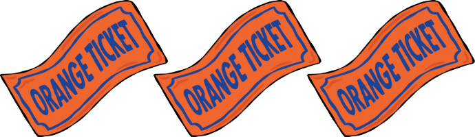 Three orange tickets | Dick's Drive-In